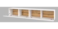 Meuble TV 180cm collection EVA. Couleur blanc et chêne.