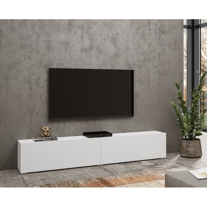 Ensemble de 4 meubles de salon collection EVA. Couleur blanc et chêne.