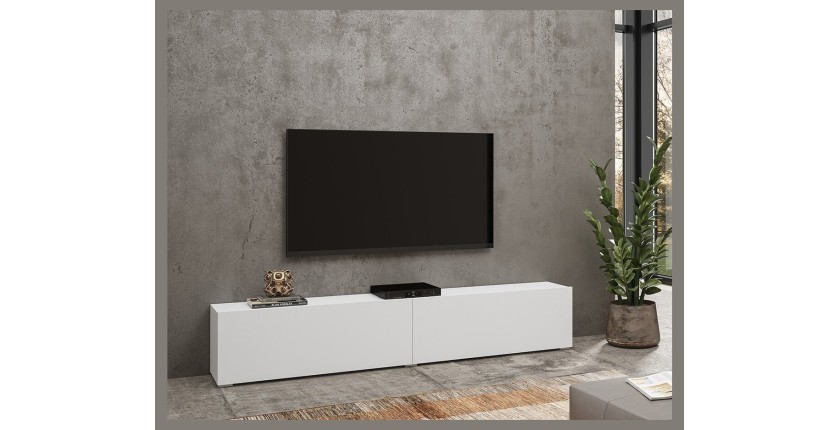 Ensemble de 4 meubles de salon collection EVA. Couleur blanc et chêne.