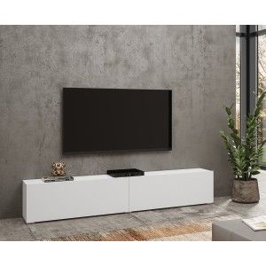 Ensemble de 4 meubles de salon collection EVA. Couleur blanc et chêne.