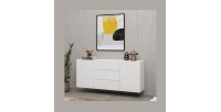 Ensemble de 4 meubles de salon collection EVA. Couleur blanc et chêne.