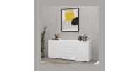 Ensemble de 4 meubles de salon collection EVA. Couleur blanc et chêne.