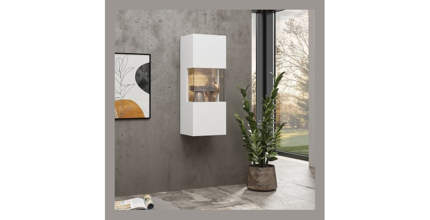 Ensemble de 4 meubles de salon collection EVA. Couleur blanc et chêne.