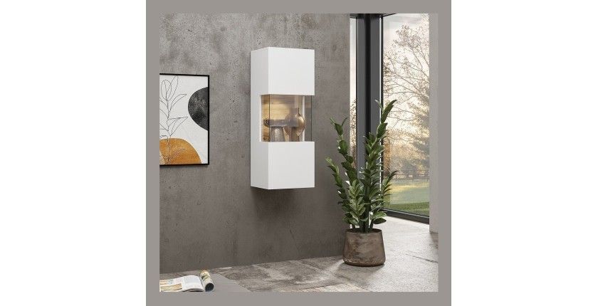 Ensemble de 4 meubles de salon collection EVA. Couleur blanc et chêne.