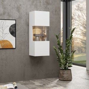 Ensemble de 4 meubles de salon collection EVA. Couleur blanc et chêne.