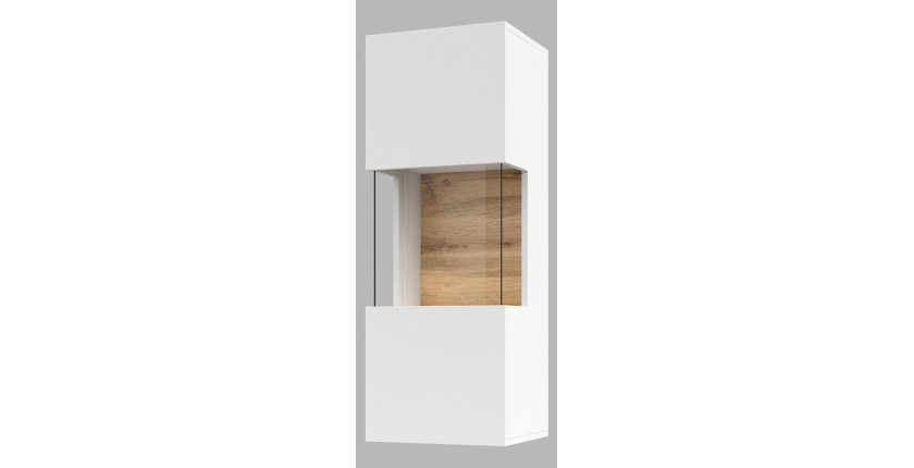Ensemble de 4 meubles de salon collection EVA. Couleur blanc et chêne.