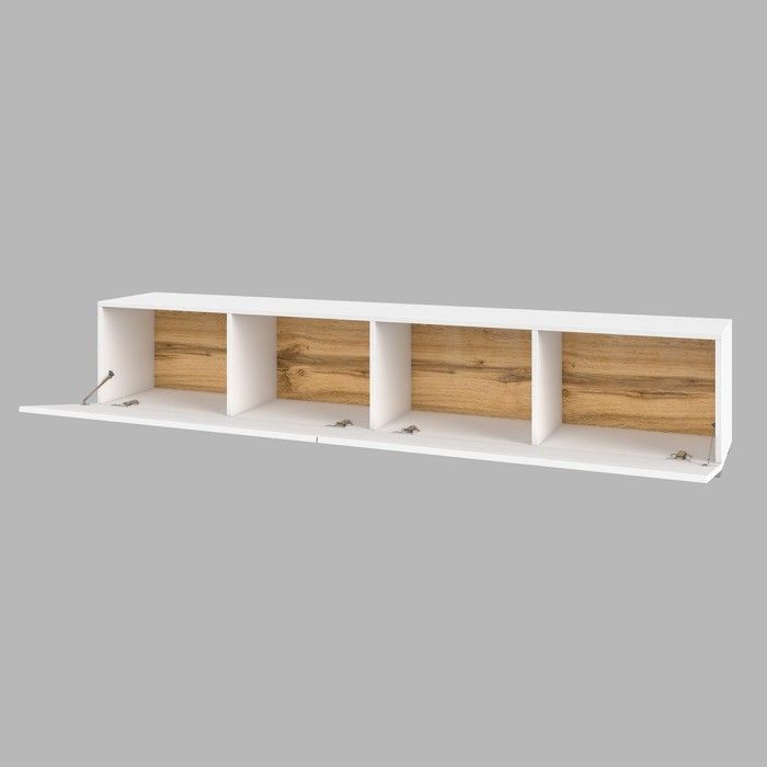 Ensemble de 4 meubles de salon collection EVA. Couleur blanc et chêne.