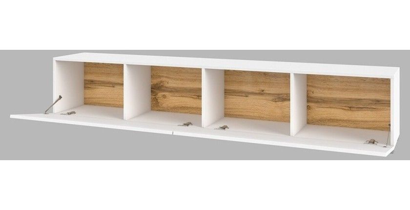 Ensemble de 4 meubles de salon collection EVA. Couleur blanc et chêne.