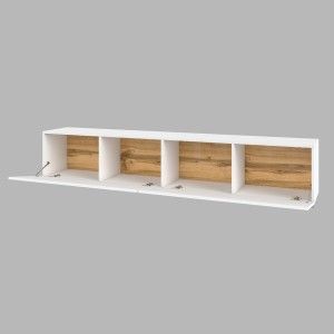 Ensemble de 4 meubles de salon collection EVA. Couleur blanc et chêne.