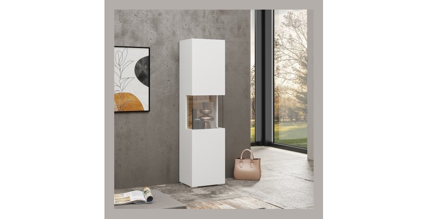 Ensemble de 4 meubles de salon collection EVA. Couleur blanc et chêne.