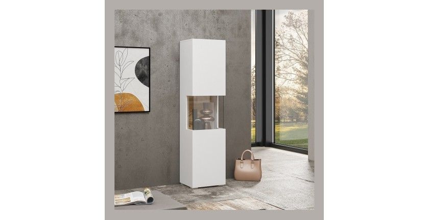 Ensemble de 4 meubles de salon collection EVA. Couleur blanc et chêne.