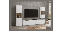 Ensemble de 3 meubles de salon collection EVA. Couleur blanc et chêne.