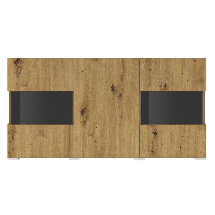 Buffet 120cm collection EVA 3 portes. Couleur chêne et noir.