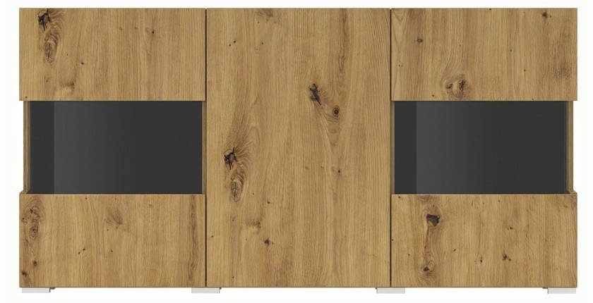 Buffet 120cm collection EVA 3 portes. Couleur chêne et noir.
