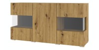 Buffet 120cm collection EVA 3 portes. Couleur chêne et noir.