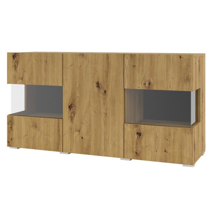 Buffet 120cm collection EVA 3 portes. Couleur chêne et noir.