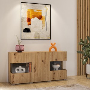 Buffet 120cm collection EVA 3 portes. Couleur chêne et noir.