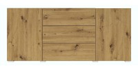 Buffet 140cm collection EVA 2 portes et 3 tiroirs. Couleur chêne et noir.