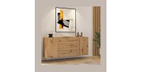 Buffet 140cm collection EVA 2 portes et 3 tiroirs. Couleur chêne et noir.