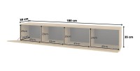 Meuble TV 180cm collection EVA. Couleur chêne et noir.