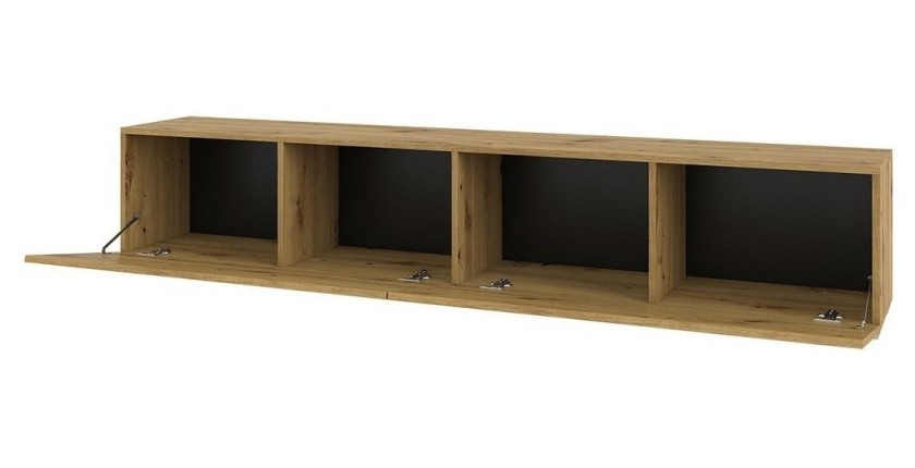 Meuble TV 180cm collection EVA. Couleur chêne et noir.