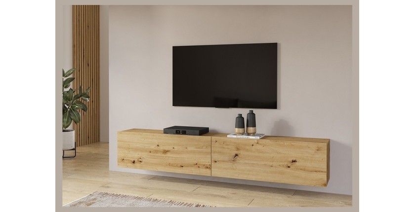 Meuble TV 180cm collection EVA. Couleur chêne et noir.