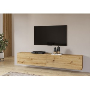 Ensemble de 4 meubles de salon collection EVA. Couleur chêne et noir.