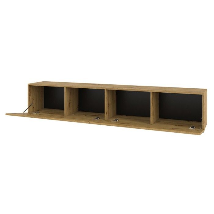 Ensemble de 4 meubles de salon collection EVA. Couleur chêne et noir.