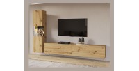 Ensemble meuble TV et vitrine collection EVA. Couleur chêne et noir.