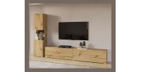 Ensemble meuble TV et vitrine collection EVA. Couleur chêne et noir.
