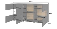 Buffet 120cm collection EVA 3 portes. Couleur noir et chêne.