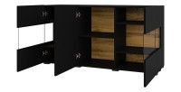 Buffet 120cm collection EVA 3 portes. Couleur noir et chêne.