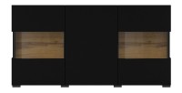 Buffet 120cm collection EVA 3 portes. Couleur noir et chêne.