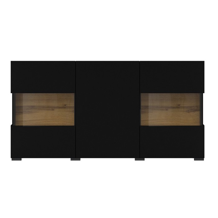 Buffet 120cm collection EVA 3 portes. Couleur noir et chêne.