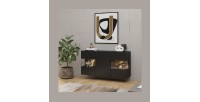 Buffet 120cm collection EVA 3 portes. Couleur noir et chêne.