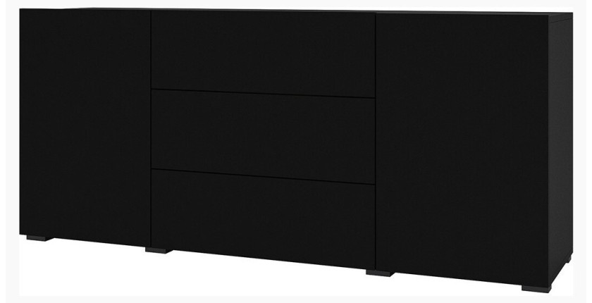 Buffet 140cm collection EVA 2 portes et 3 tiroirs. Couleur noir et chêne.