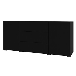 Buffet 140cm collection EVA 2 portes et 3 tiroirs. Couleur noir et chêne.