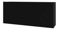 Buffet 140cm collection EVA 2 portes et 3 tiroirs. Couleur noir et chêne.