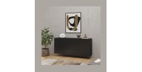 Buffet 140cm collection EVA 2 portes et 3 tiroirs. Couleur noir et chêne.
