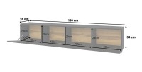 Meuble TV 180cm collection EVA. Couleur noir et chêne.