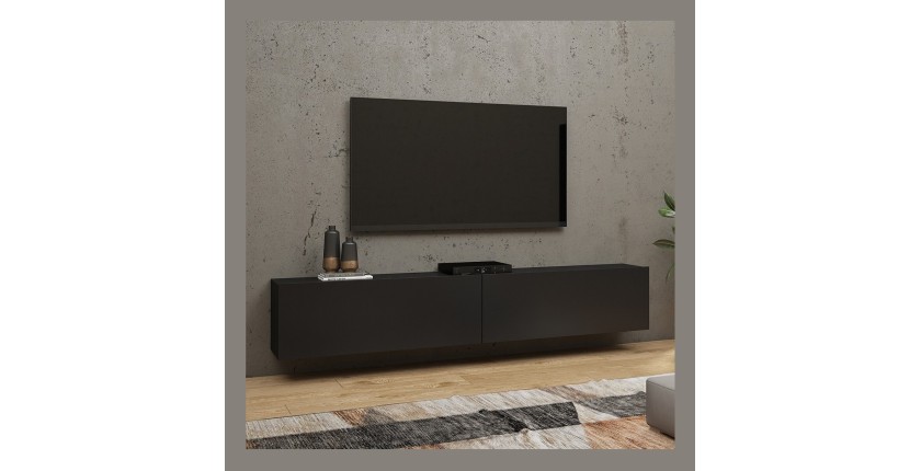 Meuble TV 180cm collection EVA. Couleur noir et chêne.