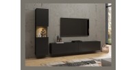 Ensemble meuble TV et vitrine collection EVA. Couleur noir et chêne.