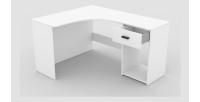Bureau d'angle design avec nombreux rangements collection LOUANE coloris blanc.
