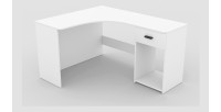 Bureau d'angle design avec nombreux rangements collection LOUANE coloris blanc.