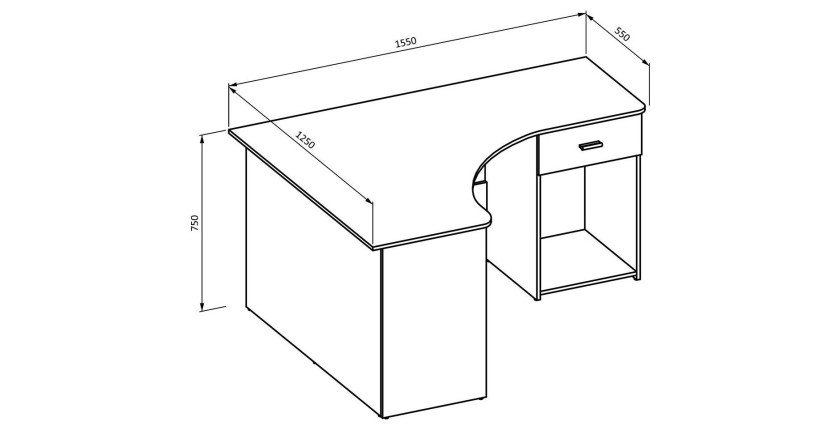 Bureau d'angle design avec nombreux rangements collection LOUANE coloris blanc.