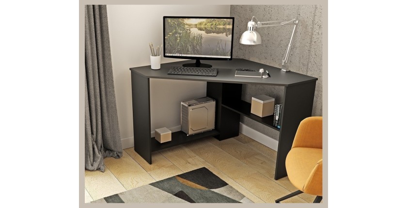 Bureau d'angle design collection KARO coloris noir.