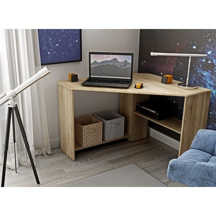 Bureau d'angle design collection KARO coloris chêne.