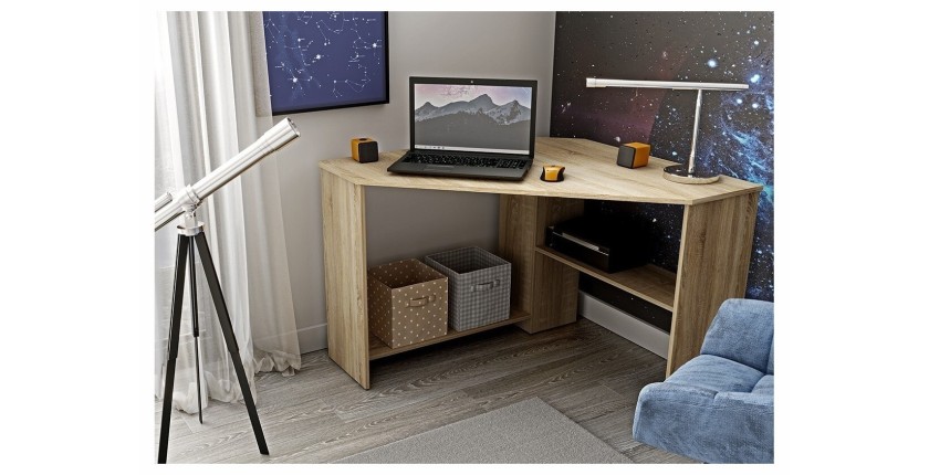 Bureau d'angle design collection KARO coloris chêne.