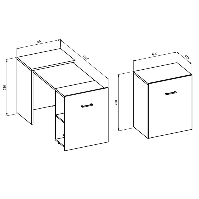 Bureau pliable spécial petite espace collection FLIP coloris blanc.