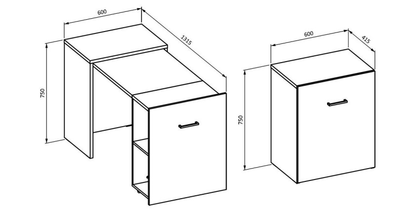 Bureau pliable spécial petite espace collection FLIP coloris blanc.